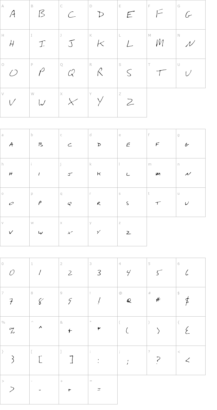 Character Map Dunsay Regular Font