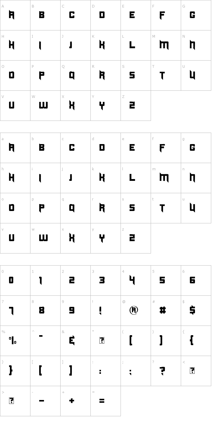 Character Map Duplexide Font