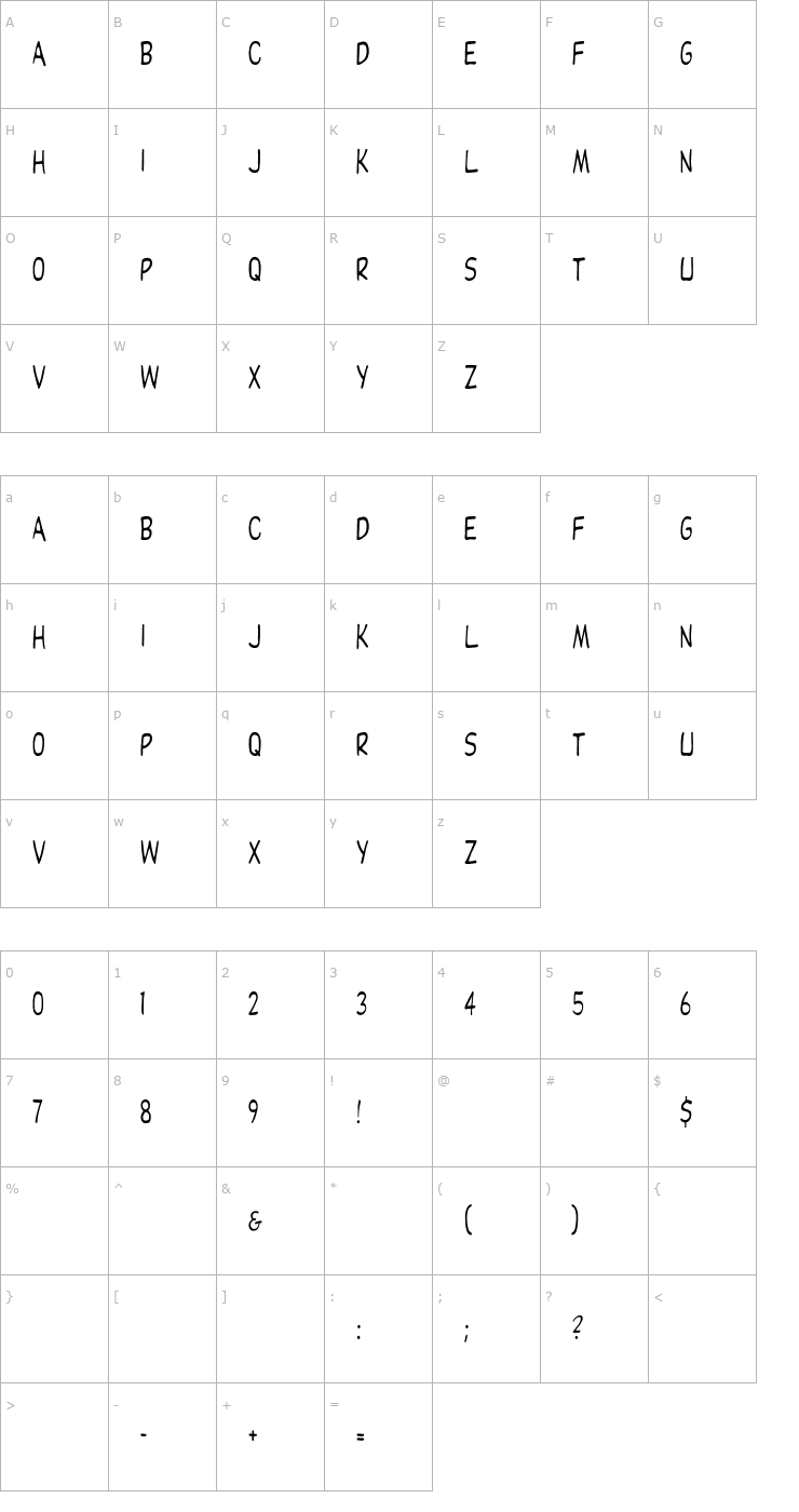 Character Map Dupuy Cn Font