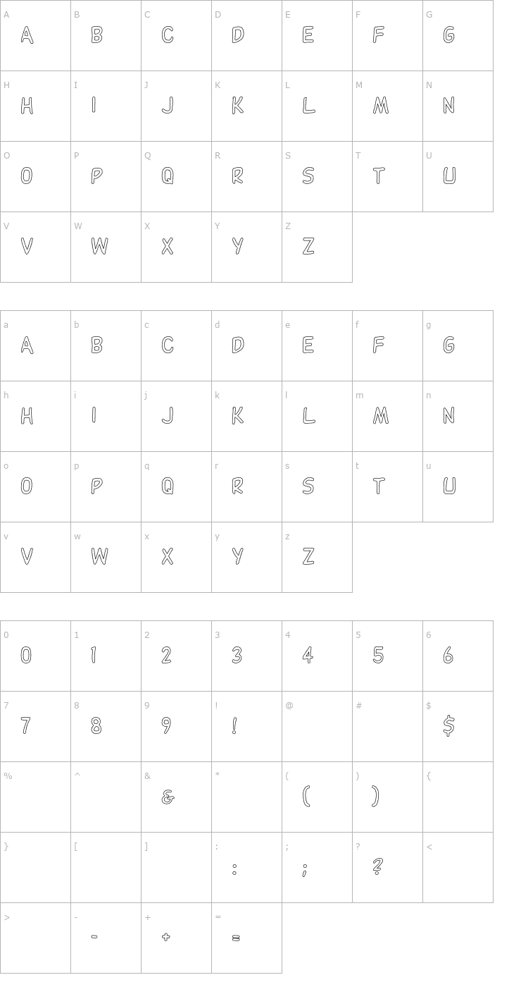 Character Map DupuyHeavy Hollow Font