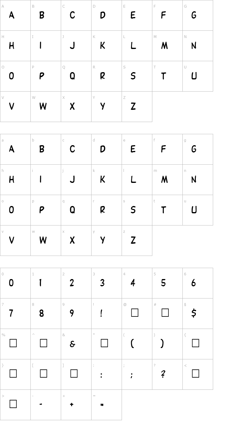 Character Map DupuyHeavy Regular Font