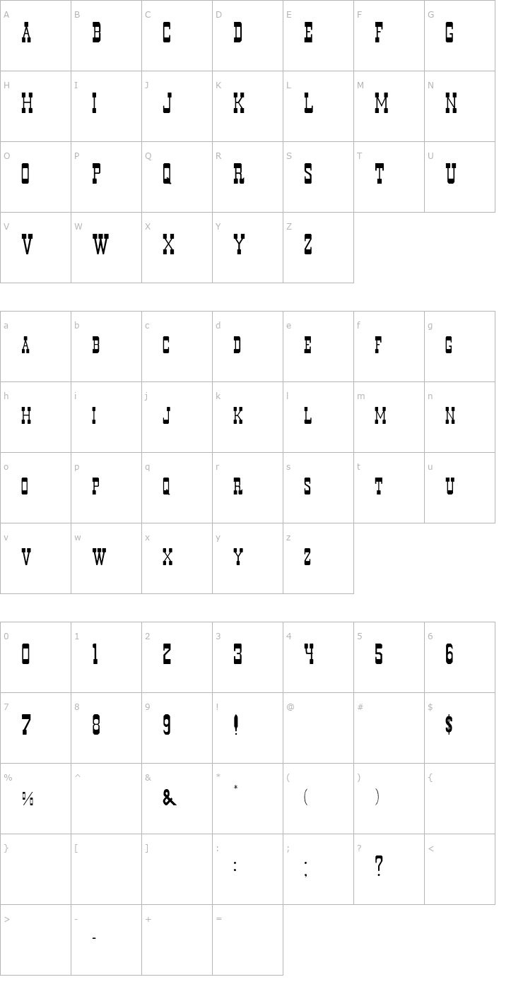 Character Map Durango Font