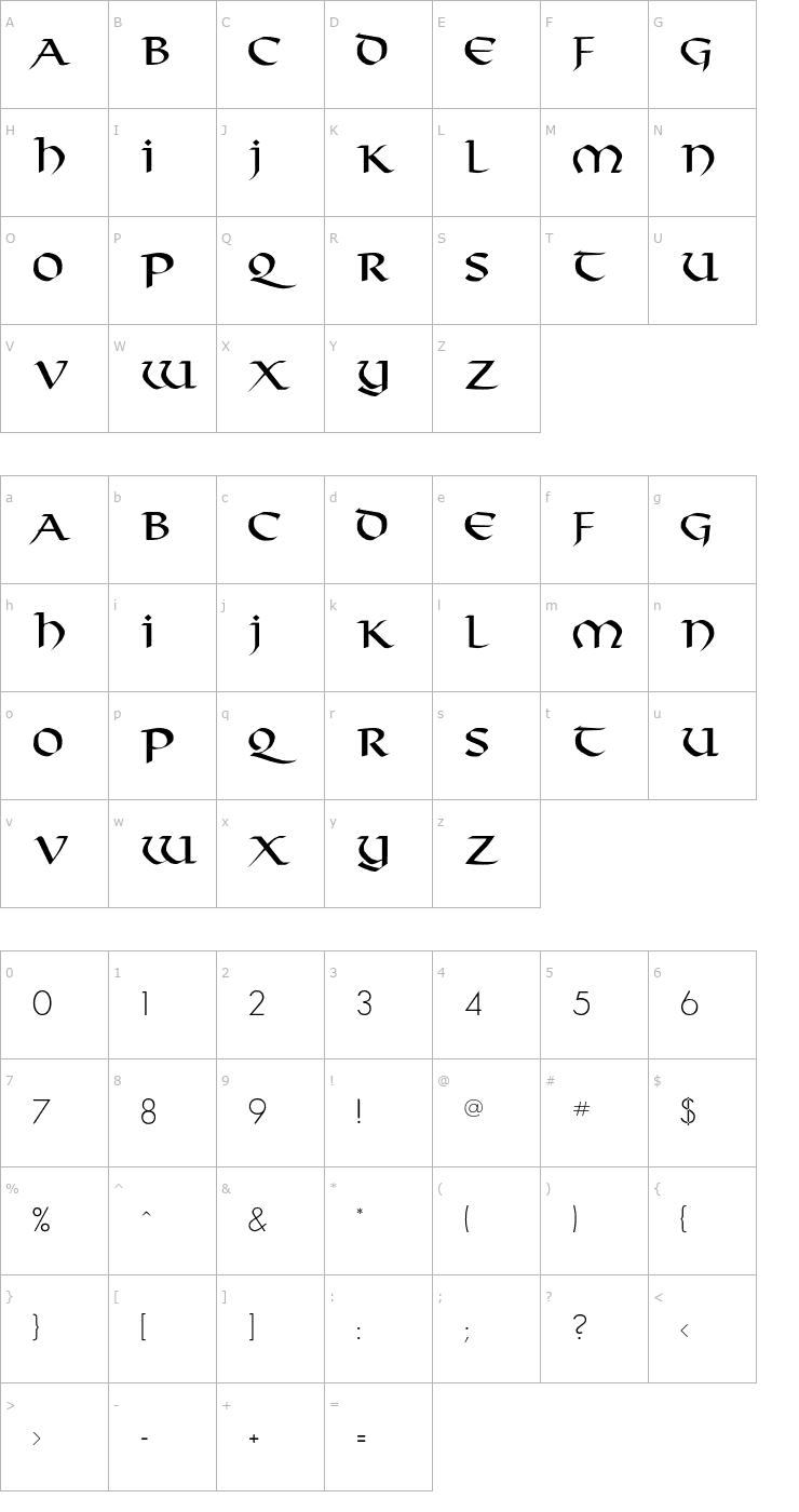 Character Map Durrette Font