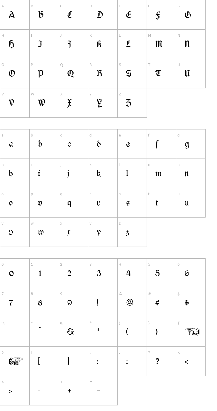 Character Map Durwent-Regular Font