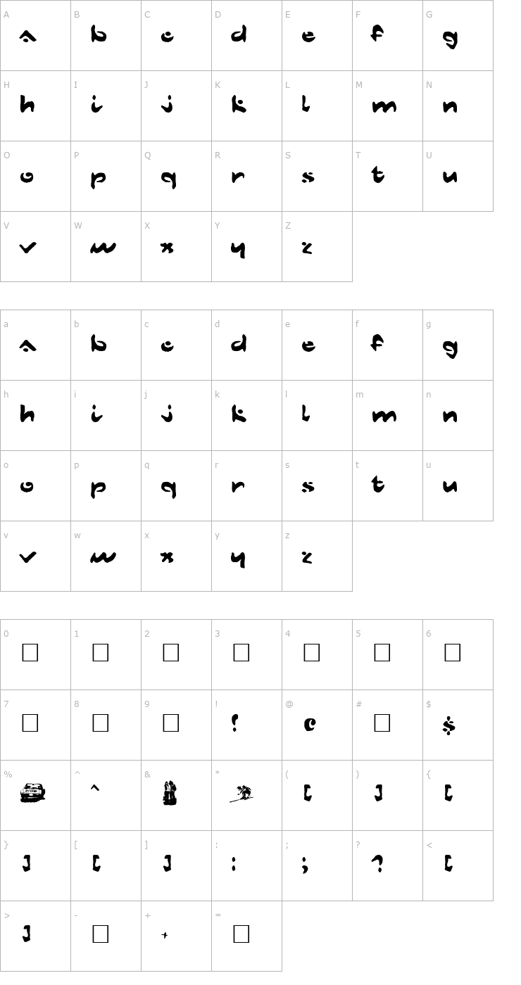 Character Map Dust Mites Font