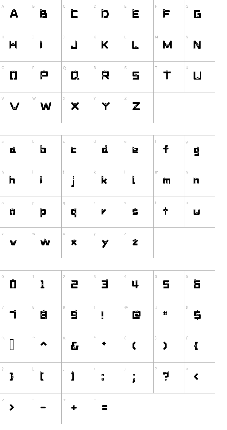 Character Map DustDemon Font