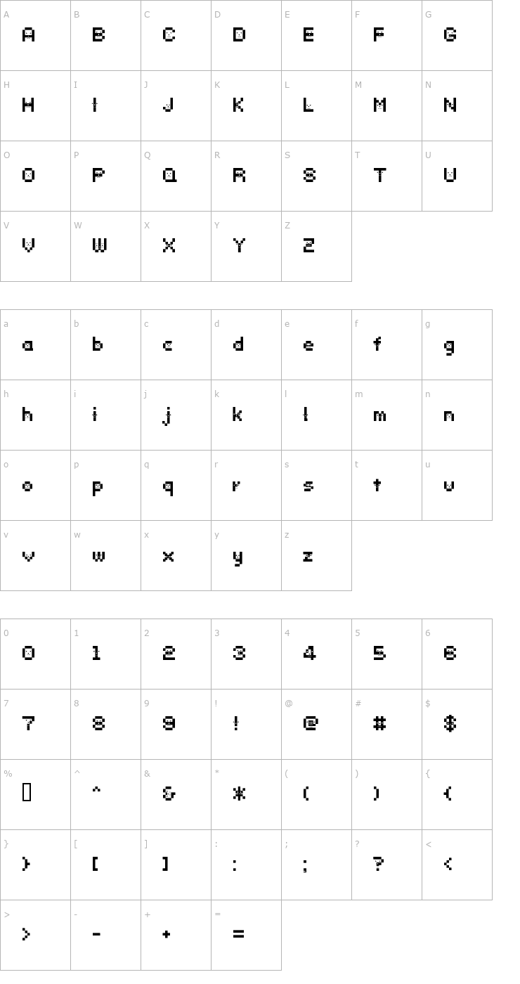 Character Map DustDotman Font