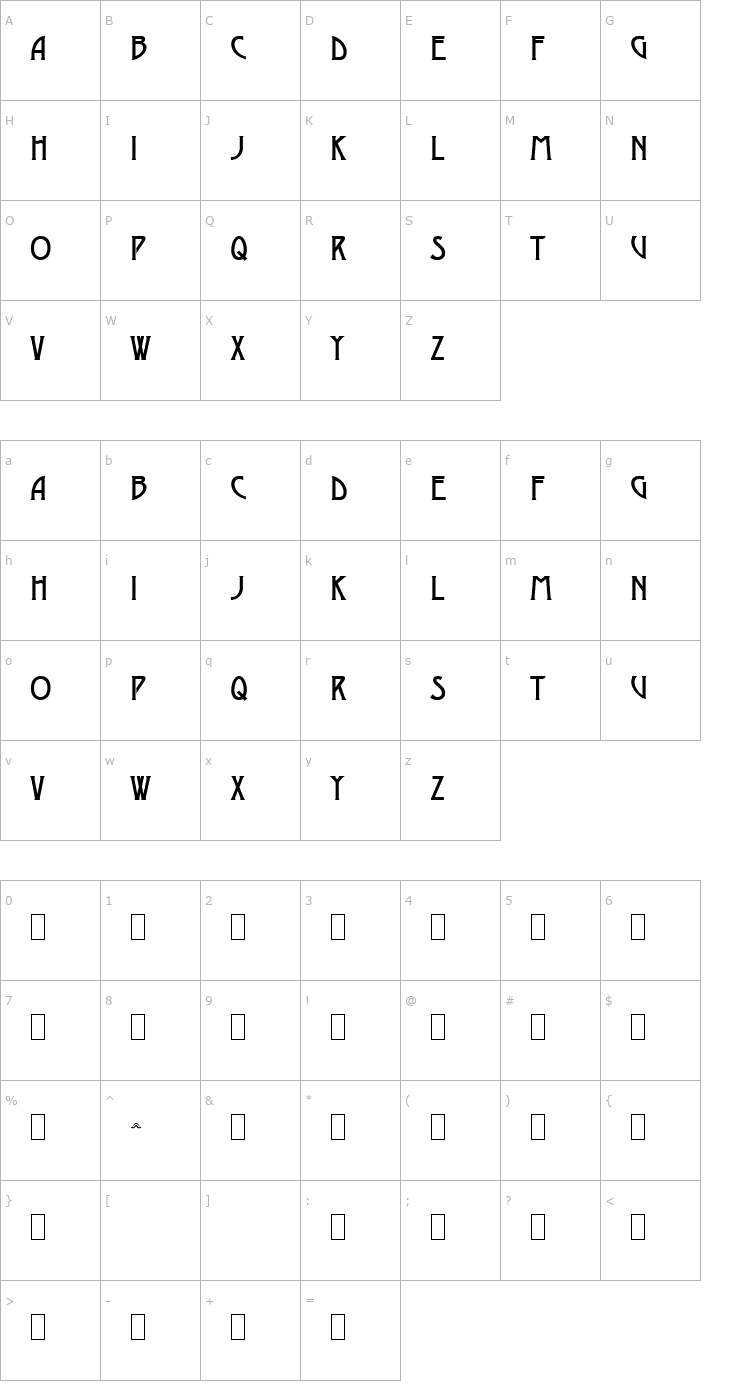 Character Map Dustine Solid Font