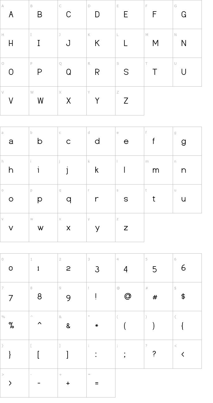 Character Map Dustismo Font