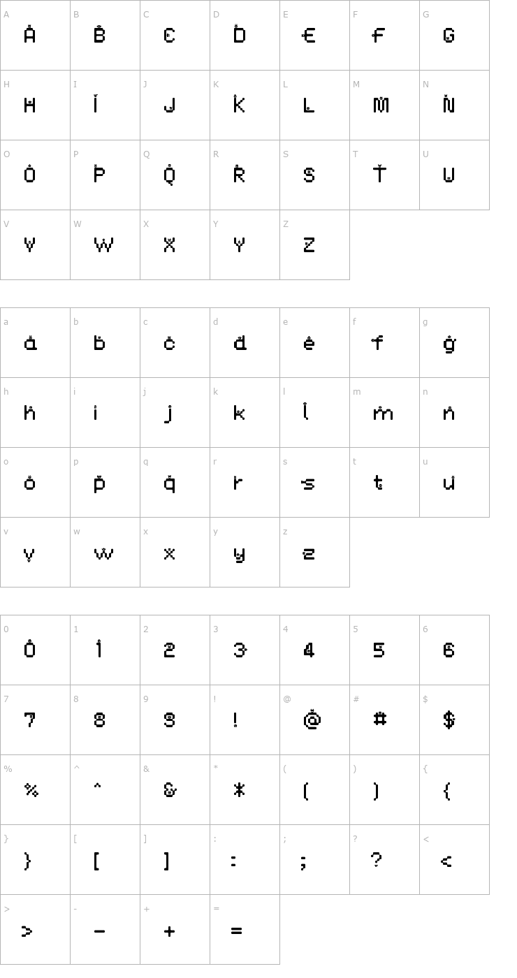 Character Map DustMonsters Font