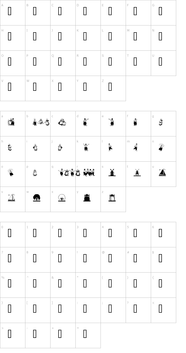 Character Map Dutchmen Font