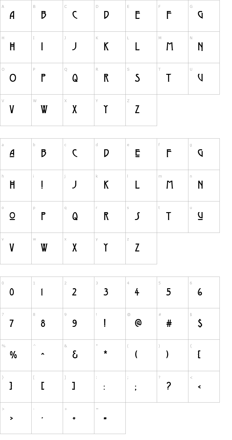 Character Map Dyer Font