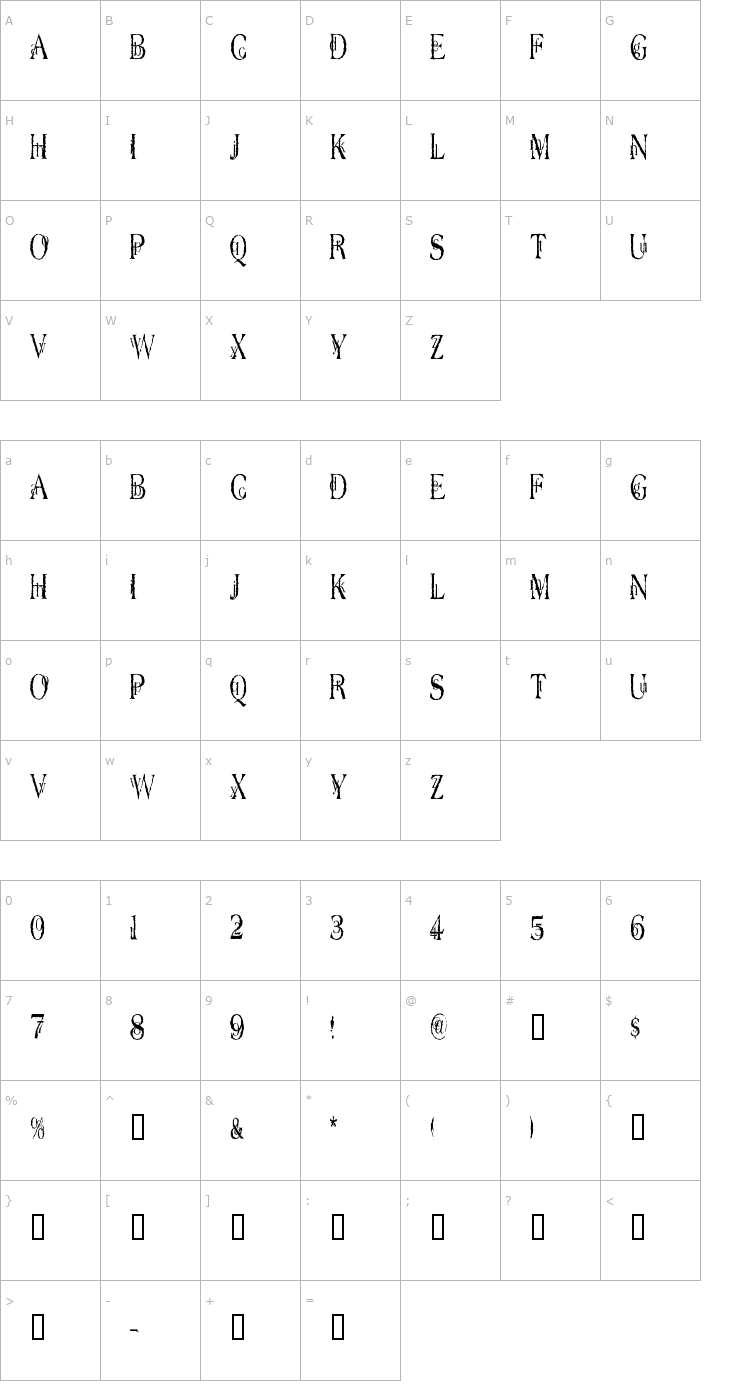 Character Map Dyers Eve Font