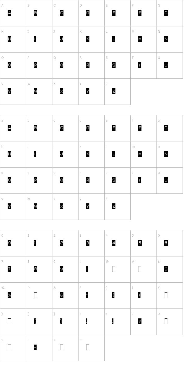 Character Map Dymo Font