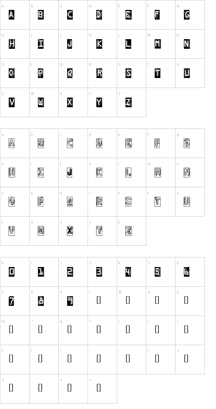 Character Map Dymo Grunge Bubble Font