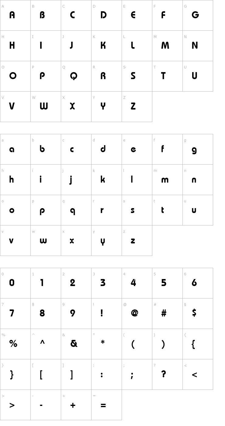 Character Map Dyname SSi Semi Bold Font