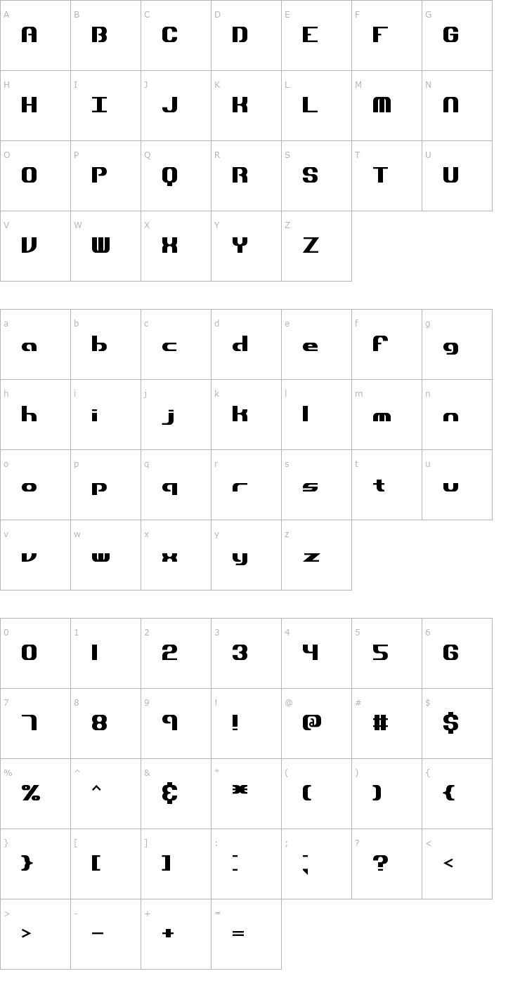 Character Map Dynamic Font