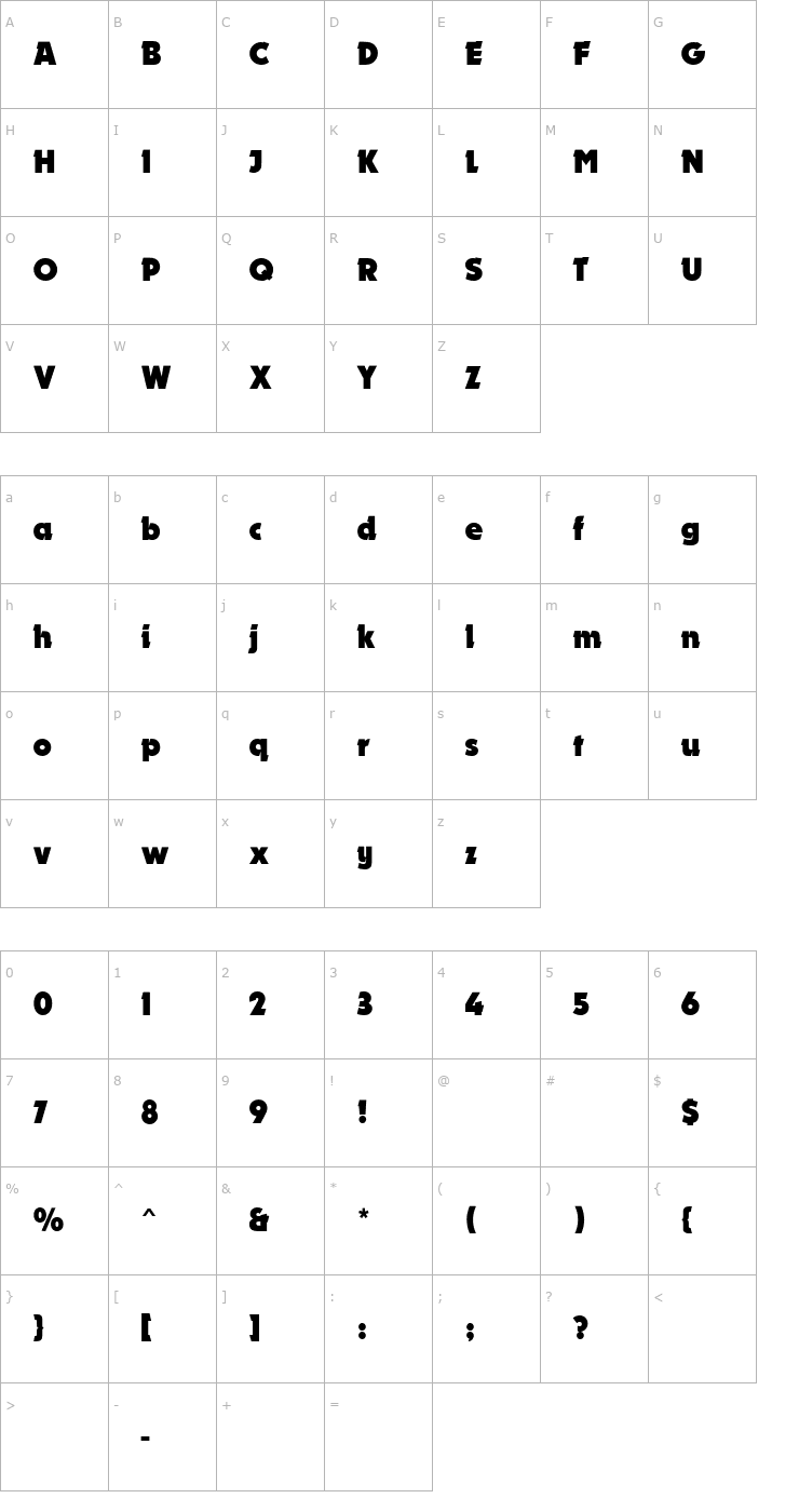 Character Map Dynamo MN Bold Font