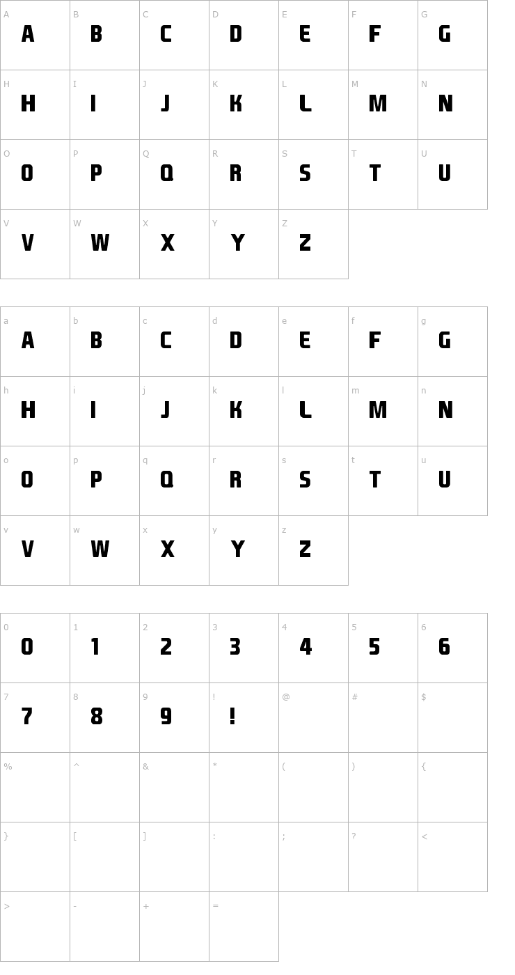 Character Map EA Font Font