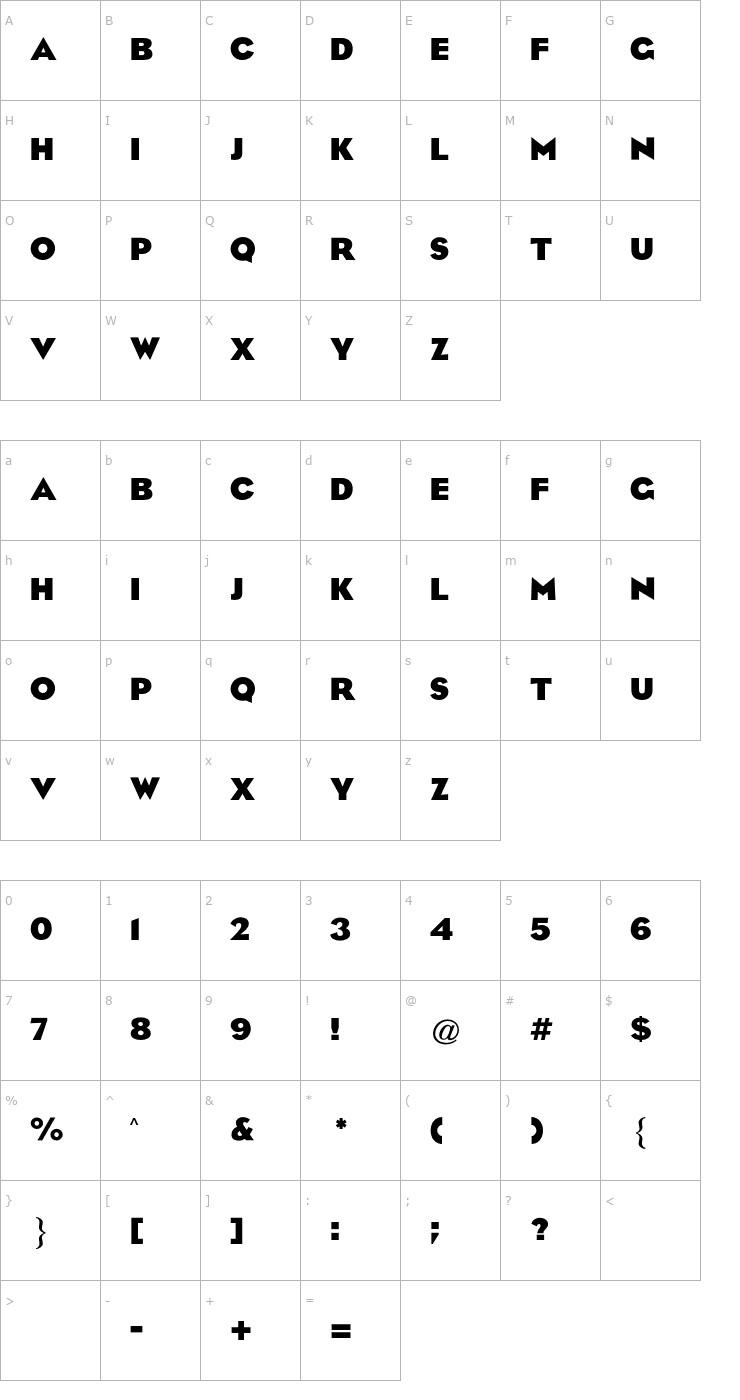 Character Map Eagle CG Bold Font