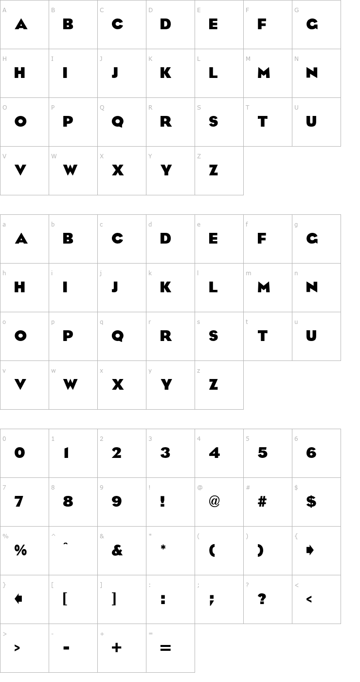 Character Map EagleBold Font