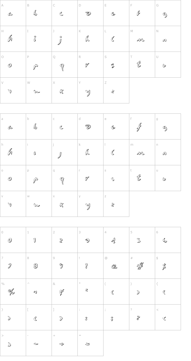 Character Map Eagleclaw 3D Font