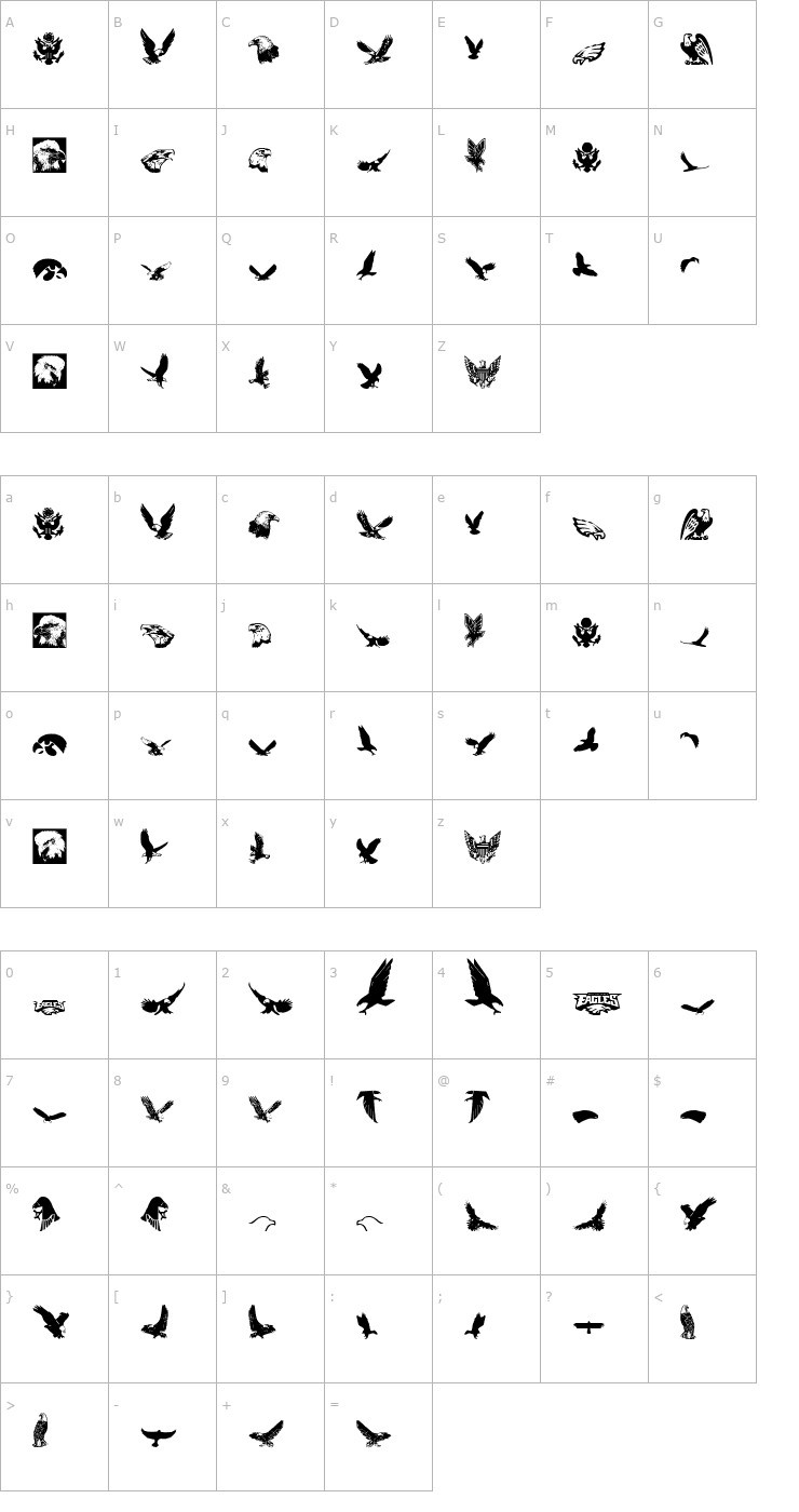 Character Map Eaglemania Font