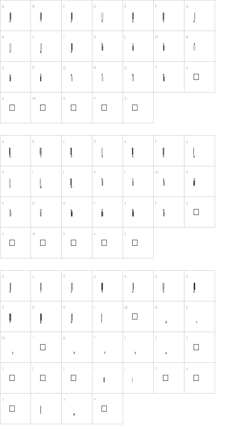 Character Map EanBwrP36Tt Font