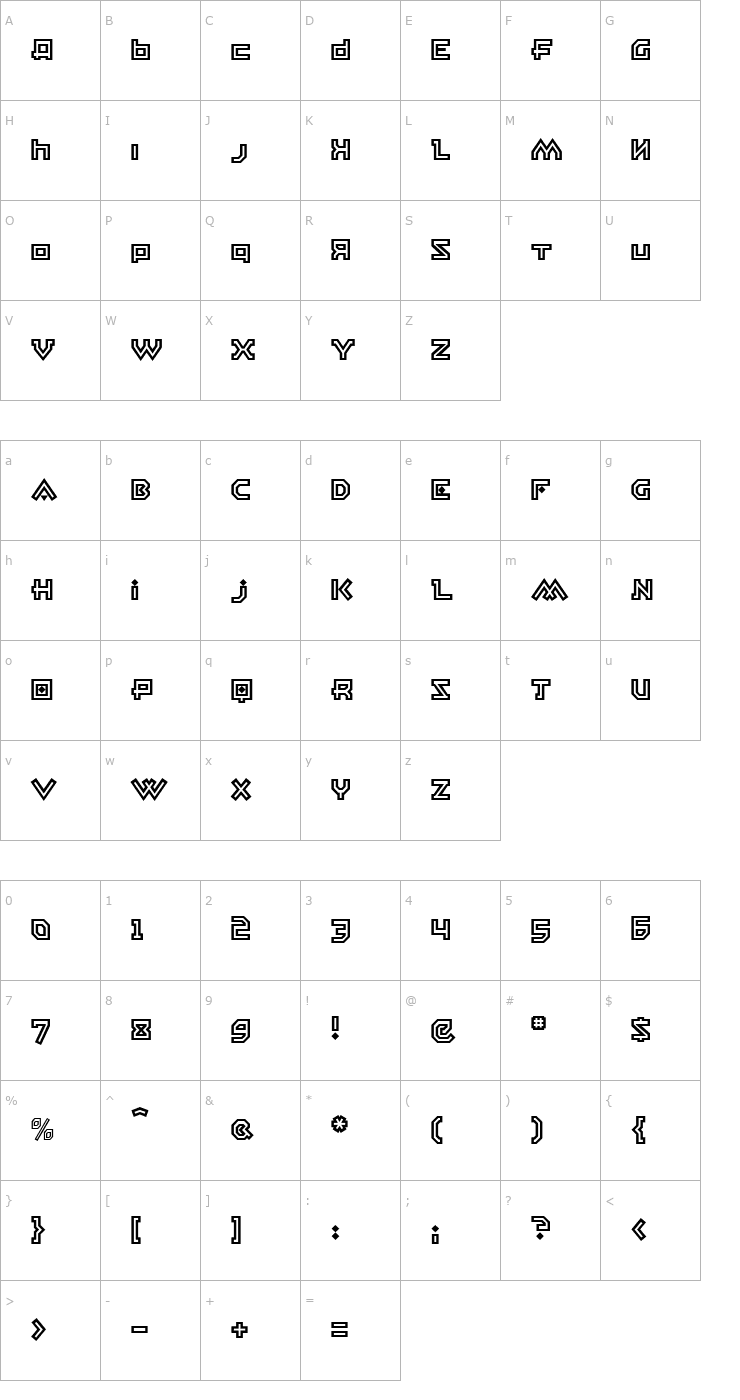 Character Map East Bloc ICG Open Alt Font