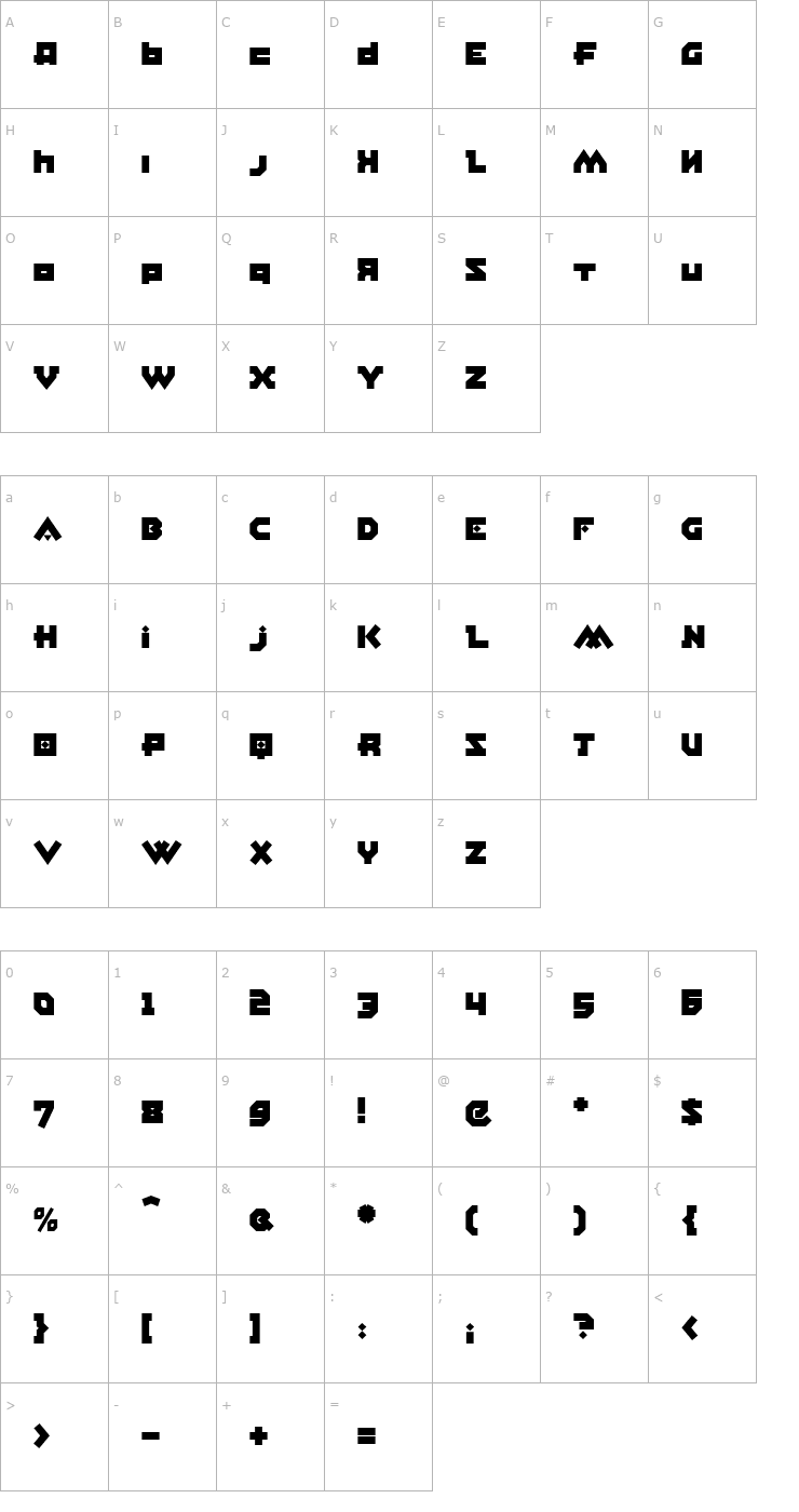 Character Map EastBlocICG ClosedAlt Font