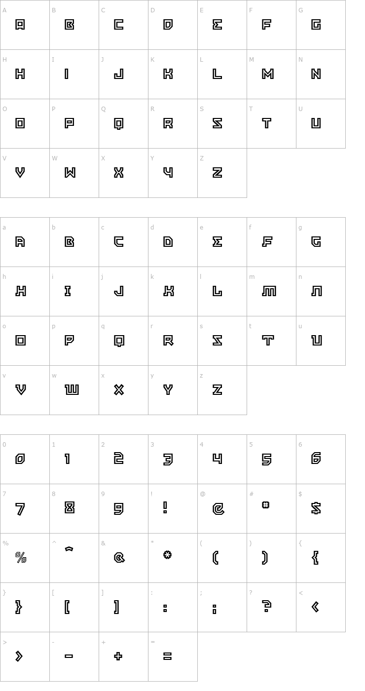 Character Map EastBlocICG Open Font