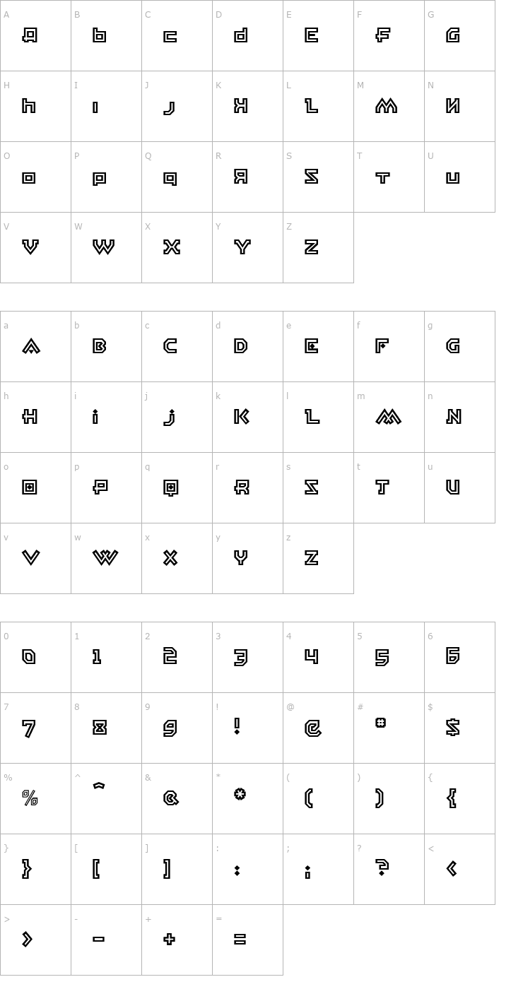 Character Map EastBlocICG OpenAlt Font