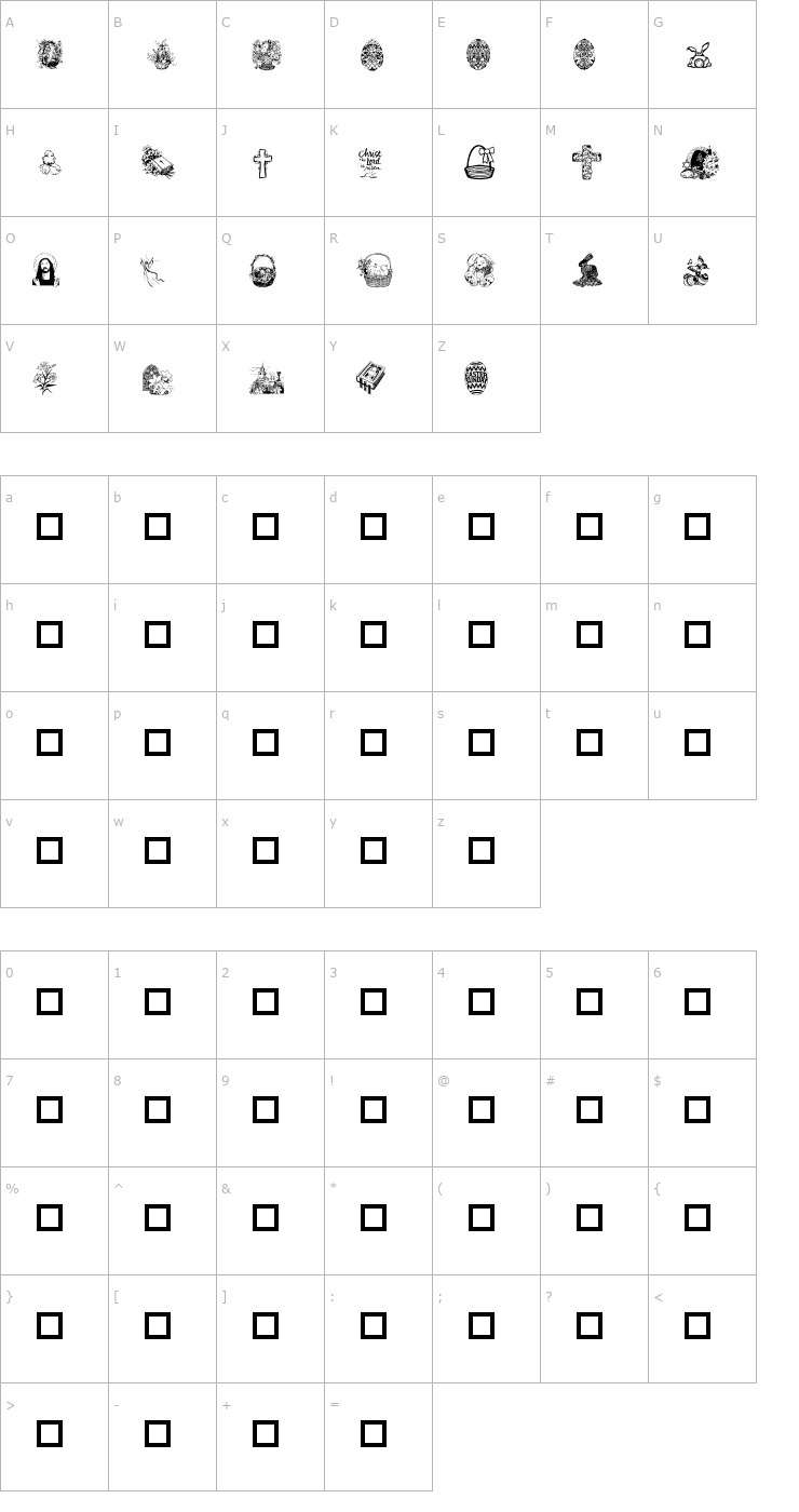 Character Map Eastertide Font
