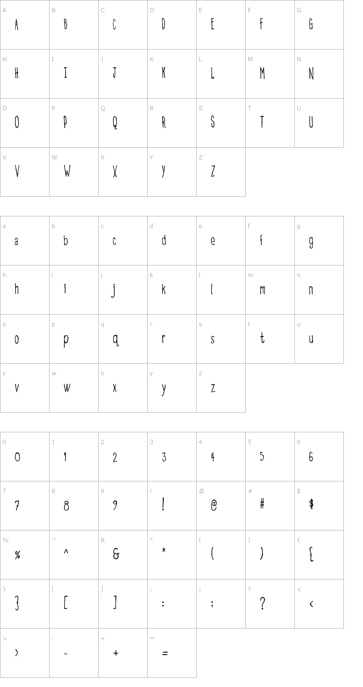 Character Map EatpooSkinny Font