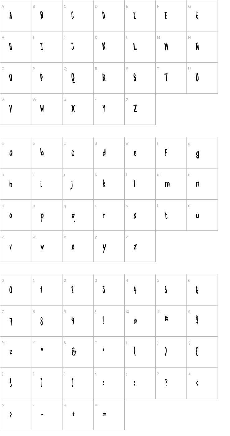 Character Map EatpooTall Font