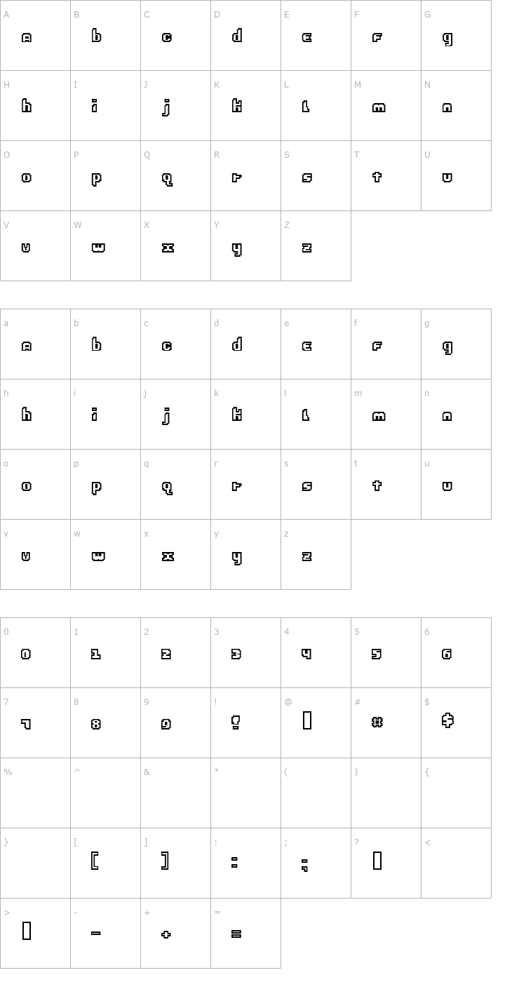 Character Map ebrain2.0 Font