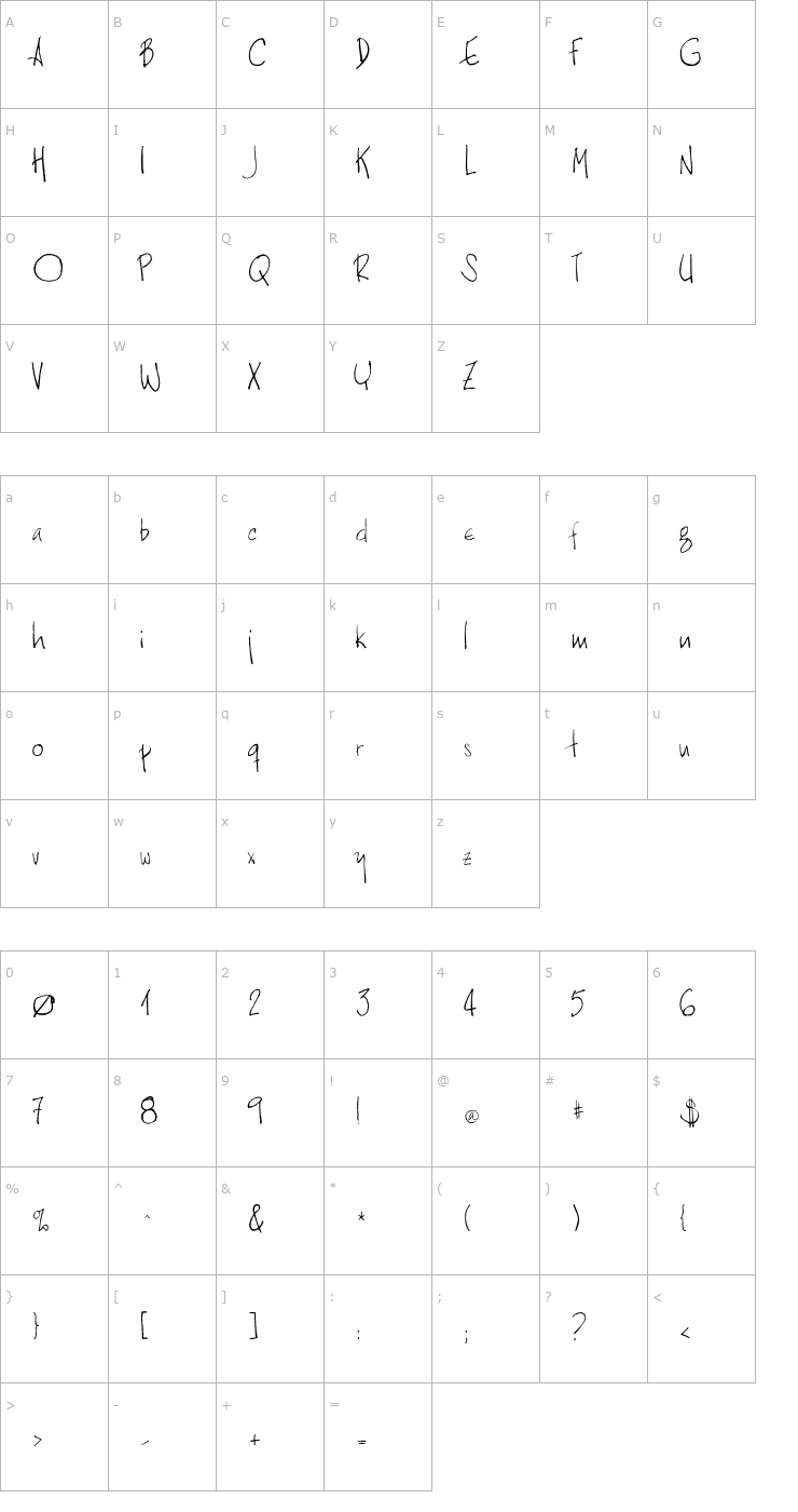 Character Map EbuScript Font