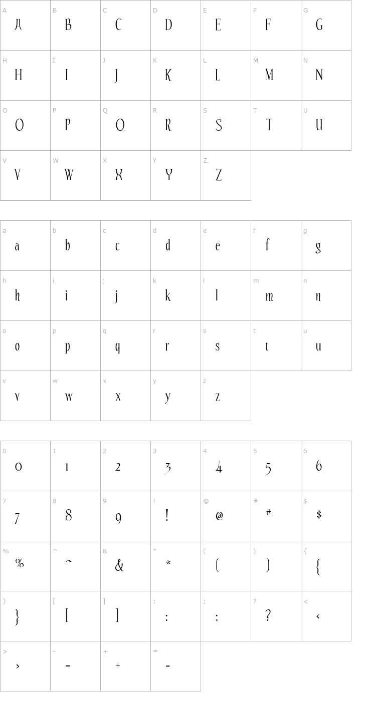 Character Map Echelon Font