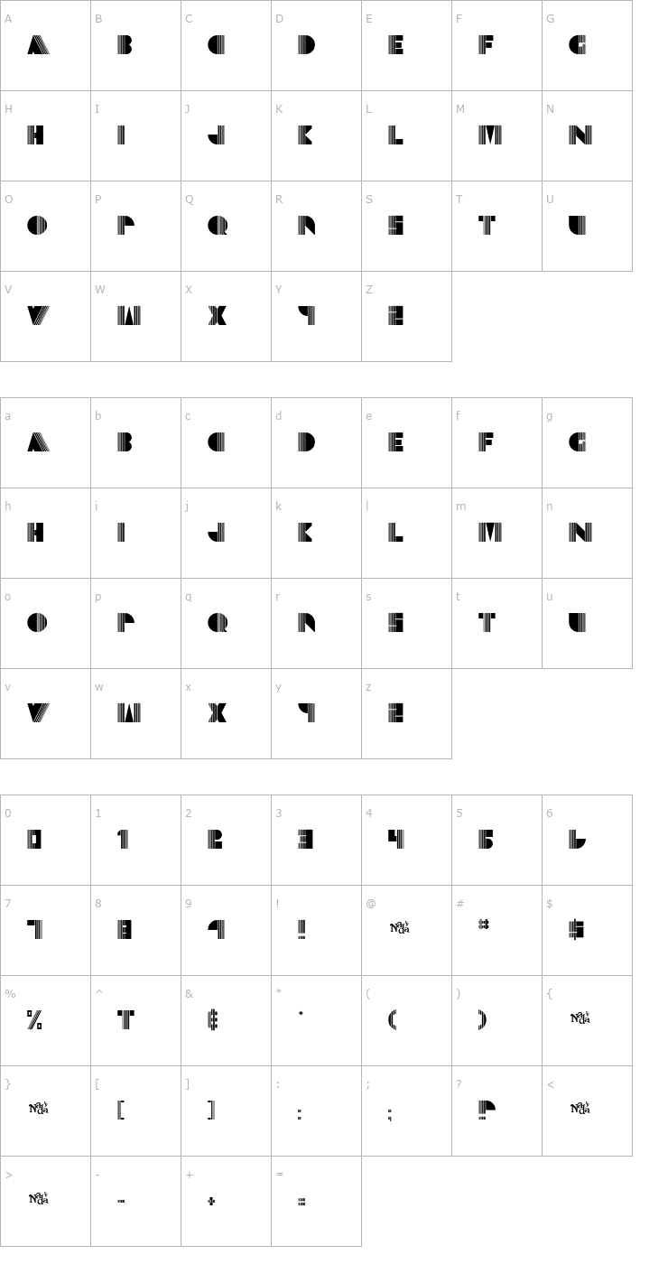 Character Map Echo Deco Font