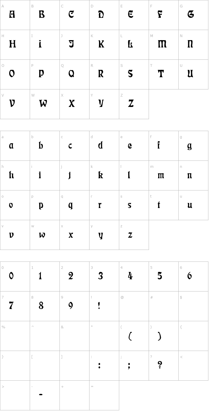 Character Map Eckmann Font