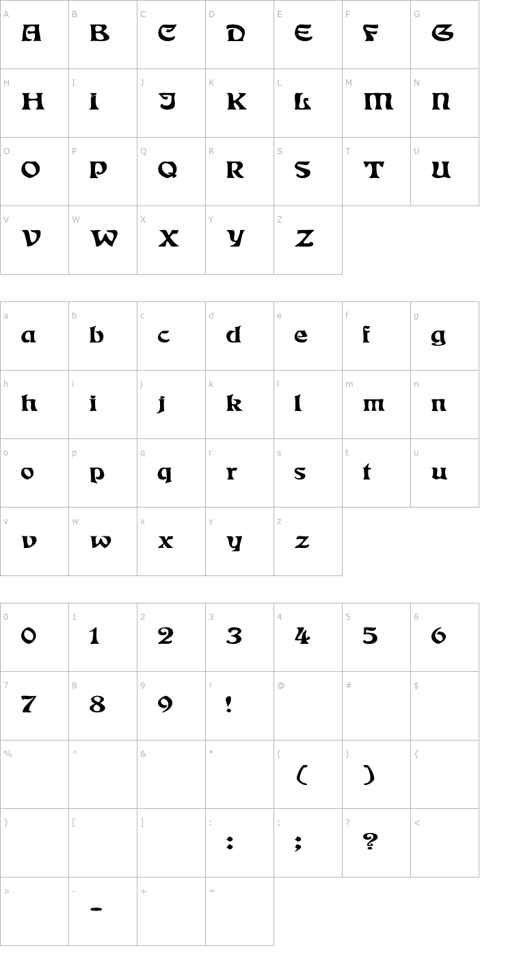 Character Map Eckmann Ex Font