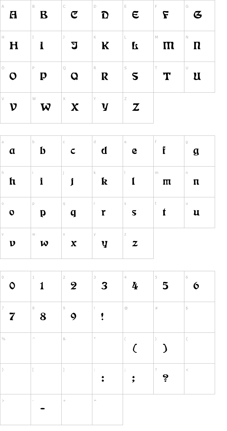 Character Map Eckmann Wd Font