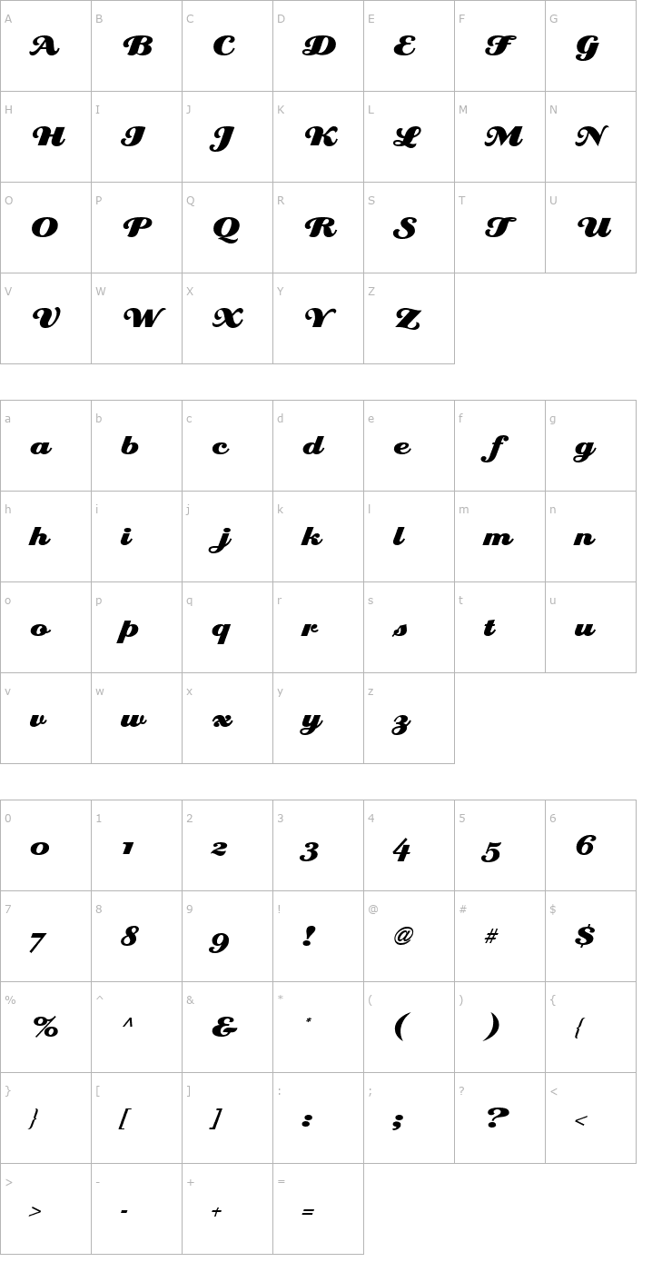 Character Map EclatICGAlt Font