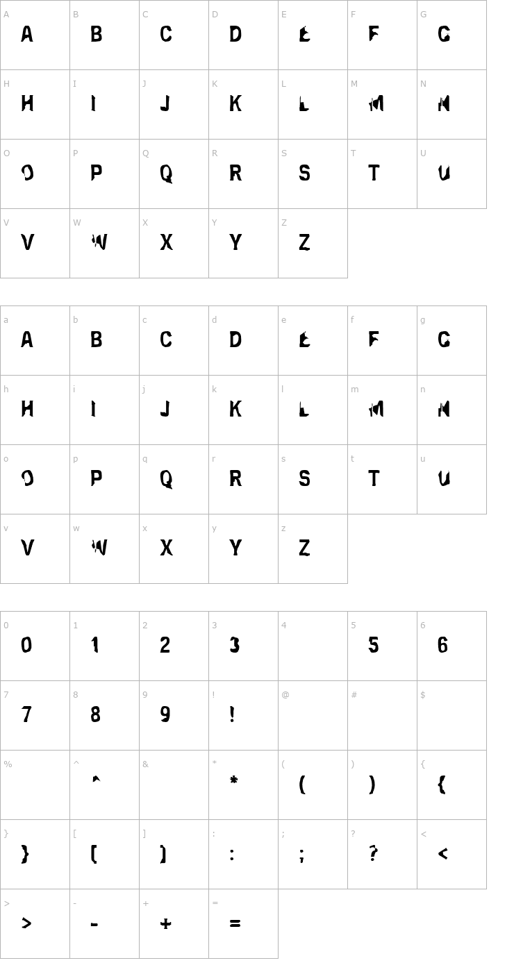 Character Map Eclipsed Moon Font