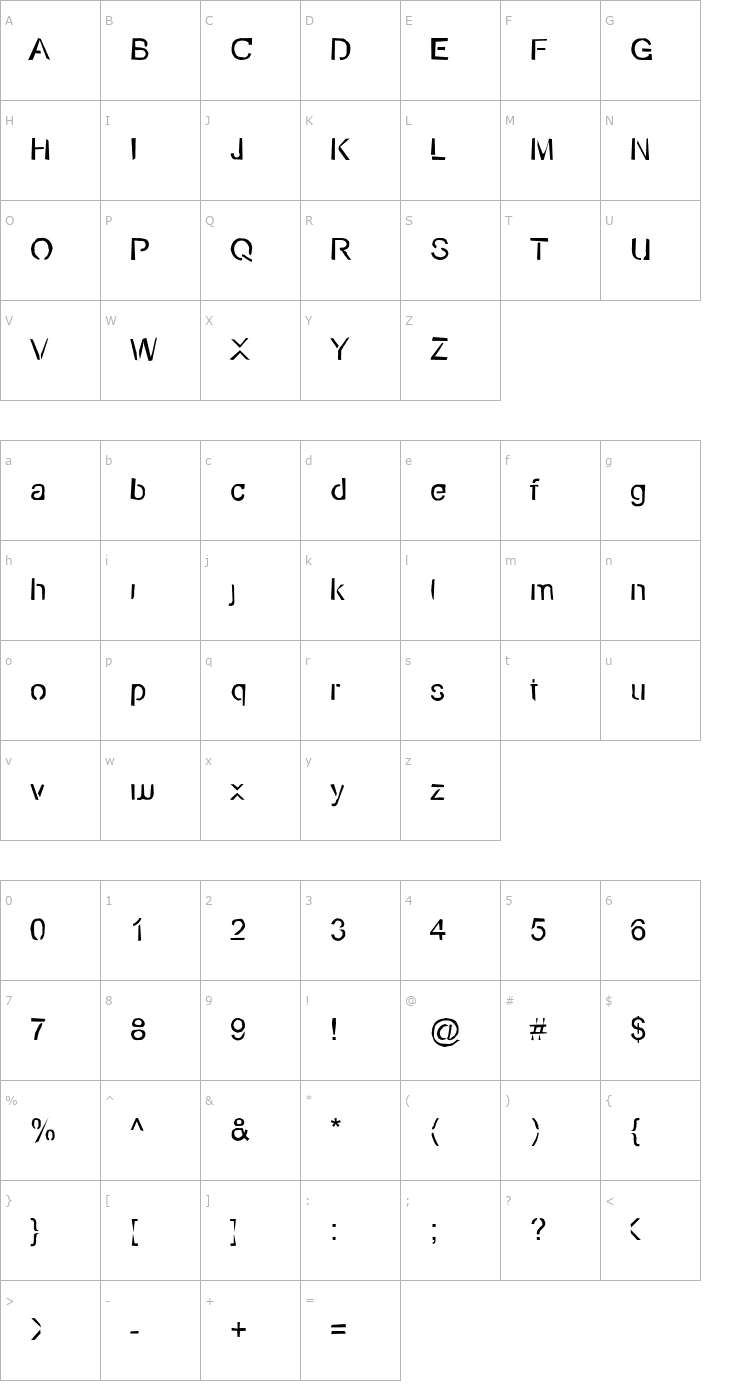 Character Map Eco-Files Rough Font