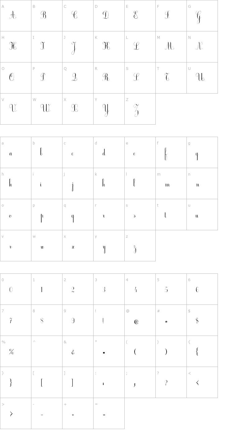 Character Map Ecolier_court Font