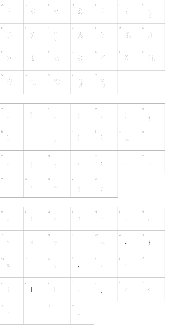 Character Map Ecolier_pointillÈs Font