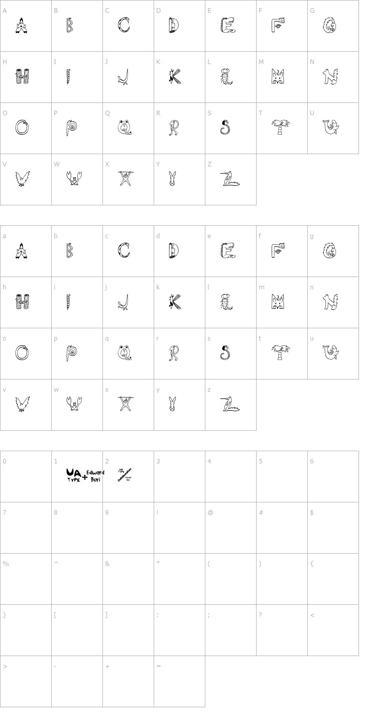 Character Map EDB Wild Things Font