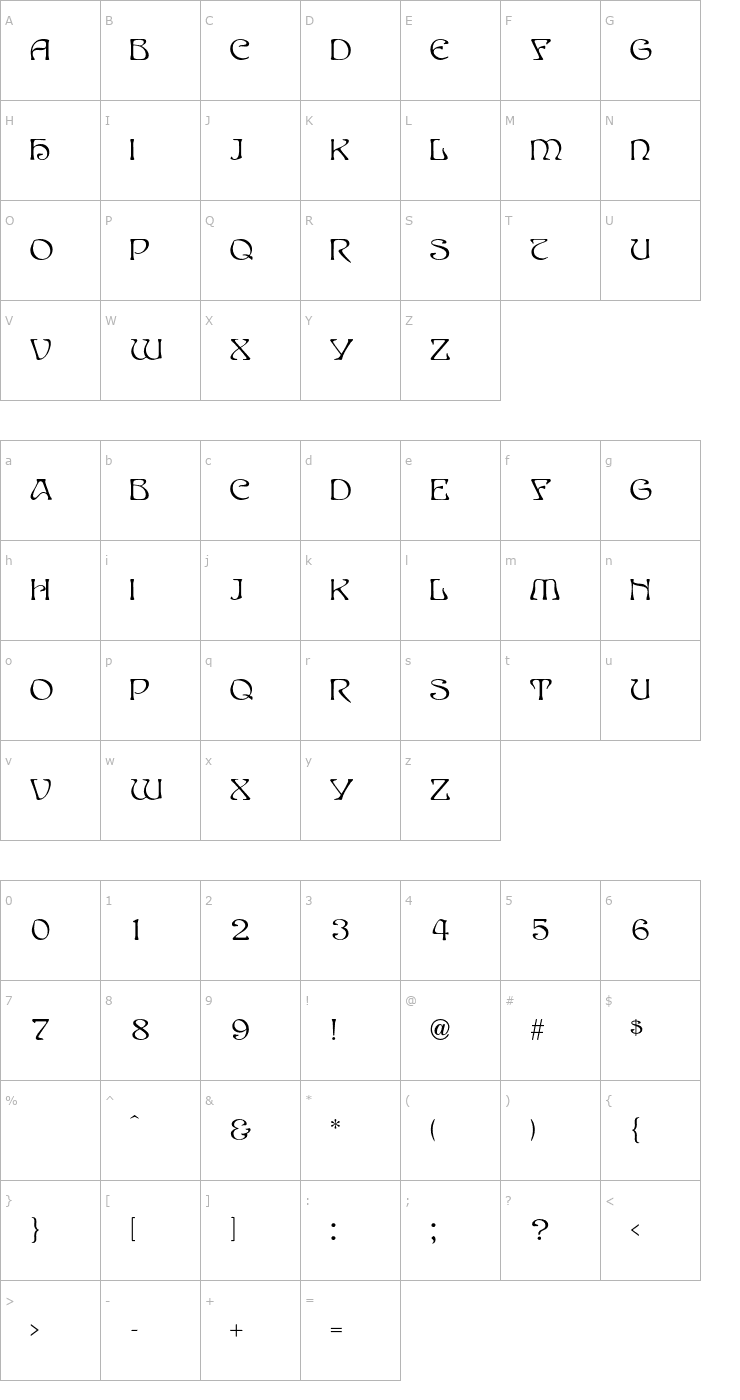 Character Map EddaBlack-Regular Font
