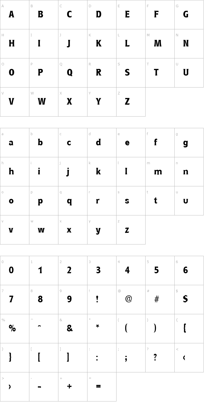 Character Map EddieBecker Bold Font